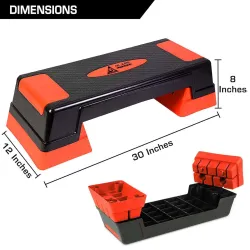 De Jure Fitness Adjustable Aerobic Stepper with 2 Risers 