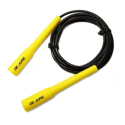De Jure Fitness Adjustable Speed Skipping Rope, Slim Ball Pencil Design | Weight Loss Jump Rope for Home Gym & Cardio Workout, 275cm, Yellow