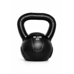 De Jure Fitness PVC Kettlebell 3kg for Men & Women, Strength & Cardio Training, Soft Grip, Crushed Concrete Filled, Full