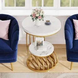 DECHUB SideDECHUB Table with Faux Marble Top