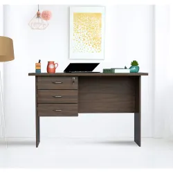 DeckUp Reno Engineered Wood Study Table and Office Desk (Walnut, Matte Finish)