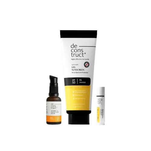 Image of Deconstruct Daily Brightening Shield Trio Gel sunscreen (50g) + Vitamin C Serum (30ml) + Brightening Lip Balm (4g)