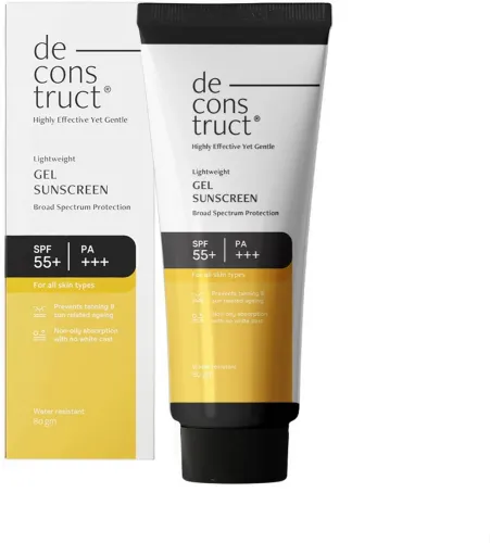 Image of deconstruct Sunscreen - SPF 55+ PA+++ Lightweight Gel Sunscreen | No White Cast | For men & Women |  (80 g)