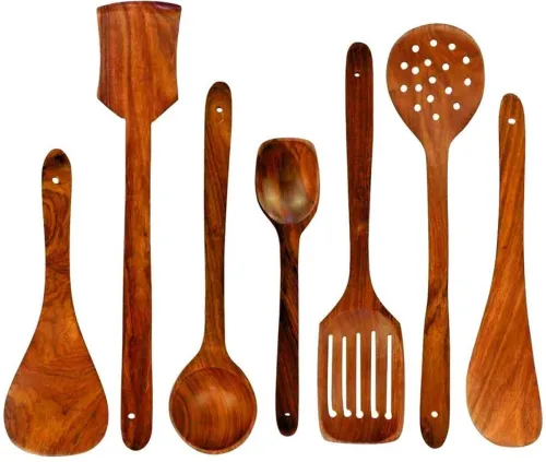 Image of DECORASIA Wooden Kitchen & Serving Spoon Set (Pack of 7)
