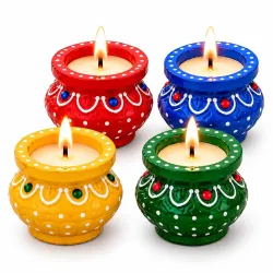 Decorative Matki Diya Candle Holders Set of 2