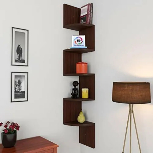Image of Decorestonia Zigzag Corner Wall Shelf Wall Mount Unit Racks and Wall Shelves