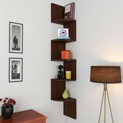 Decorestonia Zigzag Corner Wall Shelf Wall Mount Unit Racks and Wall Shelves