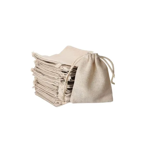 Image of Deera Jute Drawstring Gift Pouch Pack of 10 Beige