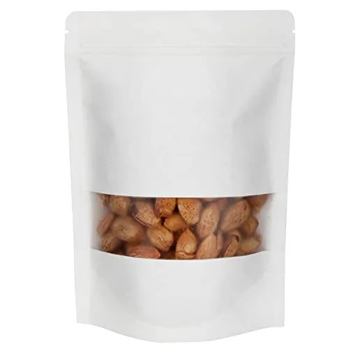 Image of Deera White Matte Laminated Ziplock Stand Up Pouch Pack of 100