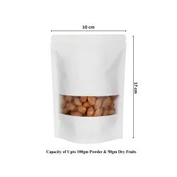 Deera White Matte Laminated Ziplock Stand Up Pouch 100x