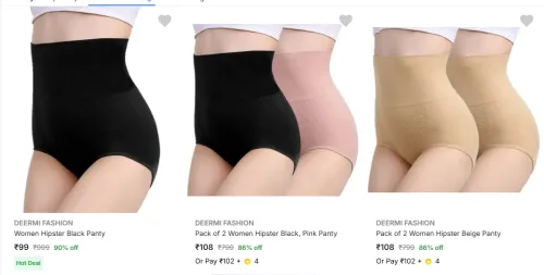Image of DEERMI FASHION Women Hipster Panty Starting at ₹111