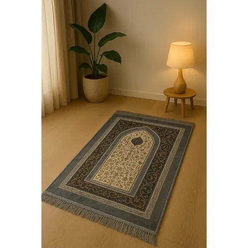 Image of Deesak Premium Velvet Janamaz, 48x30 Inch (Grey)