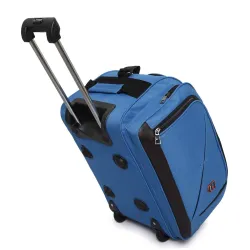 Dejan Expandable Duffle Trolley Bag 20, Wheeled Luggage, Light Blue