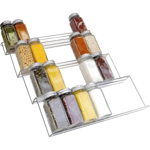 Image of Delavala Adjustable Expandable Spice Rack Organizer - 4 Tiers, 4Pcs, for Drawer, Countertop, Cabinet - Kitchen Storage &