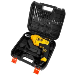 Deli EDC180 650W Corded Electric Impact Drill Tool Set with 9 Drill Bits 48000BPM Variable Speed Control 3000RPM 220-240
