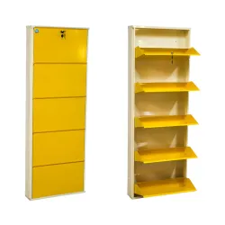 DELITE KOM Metal Shoe Rack for Home | 24 Inches Wide 5 Shelf | Metal Shoe Cabinet for Home with Lock | Wall Mount | Spac