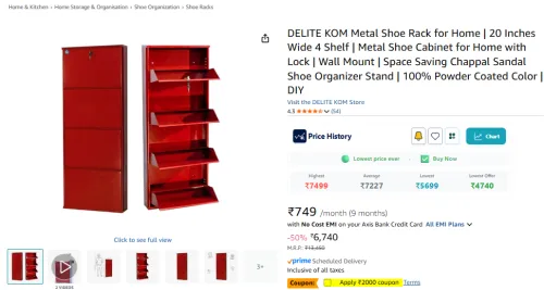 Image of DELITE KOM Metal Shoe Rack with Lock