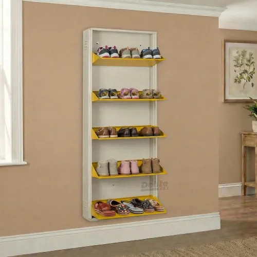 Image of DELITE KOM 5 Shelf Wall Mounted Metal Shoe Rack 24 Inch