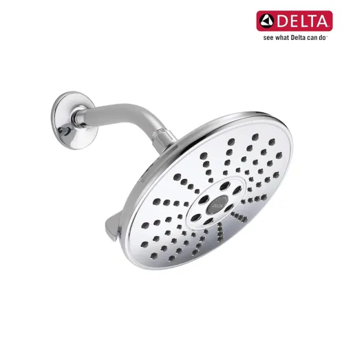 Image of DELTA FAUCET | 8” Round Multi-Function (3-Setting) Touch-Clean H2Okinetic Shower Head