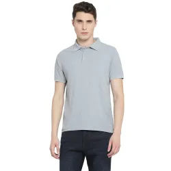 Deniklo Mens Solid Regular Fit Polo T-Shirt (DK196-L_Light Grey)