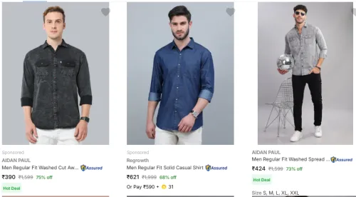 Image of Denim Men Fashion Shirt Minimum 65% DIiscount