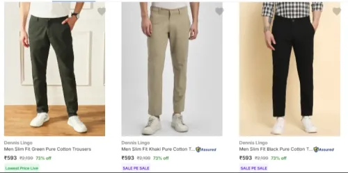 Image of Dennis Lingo Mens Trousers at Minimum 85% Discount
