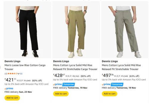Image of Dennis Lingo Men's Trousers upto 80% Discount