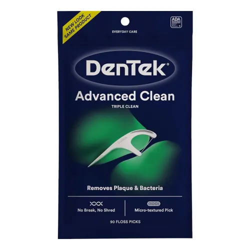 Image of DenTek Triple Clean Floss Pick Removes Plaque & Food and Fights Bad Breath 