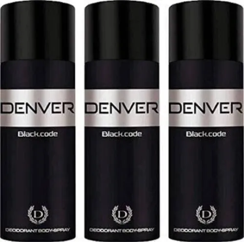 Image of Denver Black Code Body Spray 600ml Pack of 3