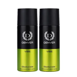 Denver Black.Code Vibe Deo Body Spray 150 ml Each (Pack of 2)