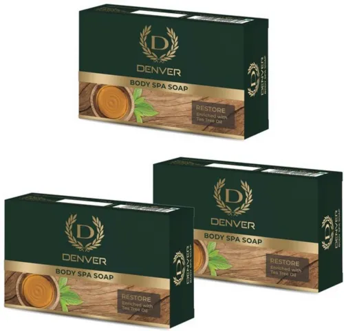 Image of DENVER Body Spa Soap RESTORE Enriched With Tea Tree Oil (3 x 125 g)