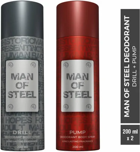 Image of DENVER Combo of Man Of Steel Drill + Pump Long- For Men  (400 ml, Pack of 2)