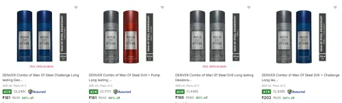 Image of DENVER Men's Deodorant Spray (400 ml, Pack of 2) up to 68% Discount 