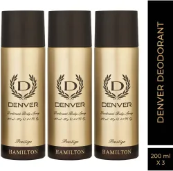 DENVER Prestige II deodorant spray Deodorant Spray - For Men  (600 ml, Pack of 3)