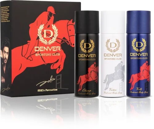 Image of DENVER SRK's Favourite Sporting Club Nano Deo | - For Men (150 ml, Pack of 3)