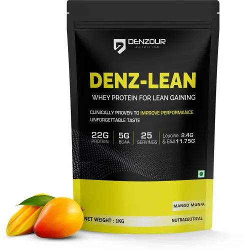 Image of DENZOUR NUTRITION Denz-Lean Whey Protein Powder Whey Protein (1 kg, Mango Mania) .
