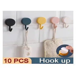  DeoDap 10 Piece Multicolors Self-Adhesive Sticky Wall Hooks