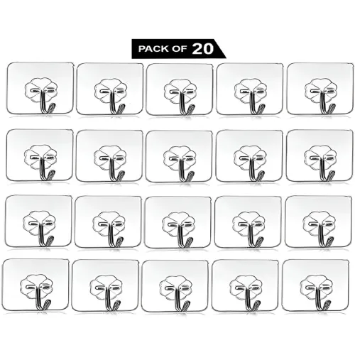 Image of DeoDap 20Pcs Transparent Floral Wall Hooks
