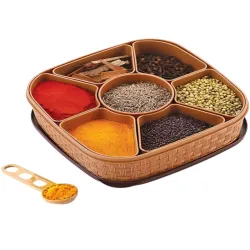 DeoDap Brown 2025 Plastic Easy to Clean Spice Box