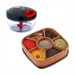 DeoDap Multi-Functional Manual Food Chopper  7-Section Spice Box Set
