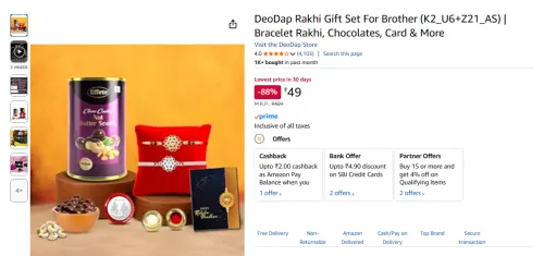 Image of DeoDap Rakhi Gift Set For Brother 