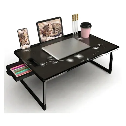 Image of Derbus Wood Multipurpose Foldable Laptop Table with Cup Holder | Table Home Study Writing Table, Foldable and Portable/E