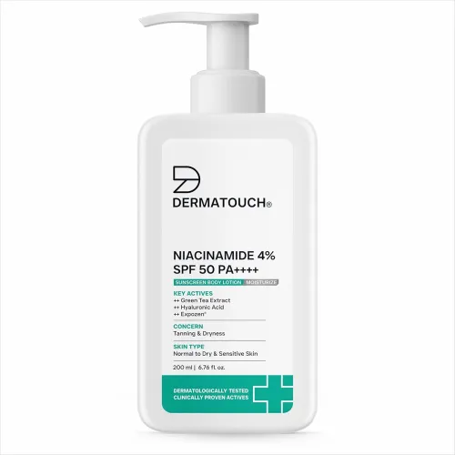 Image of DERMATOUCH Niacinamide 4% SPF 50 PA++++ Sunscreen Lotion 200ml – Body Lotion For Tanning & Dryness | Suitable For All Sk
