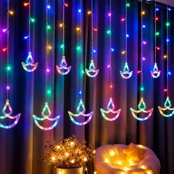 Desidiya 12 Diya Multicolor LED Curtain String Lights