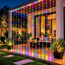 Desidiya 200 LED Waterfall Curtain String Lights 3x2m Multi Color 8 Lighting