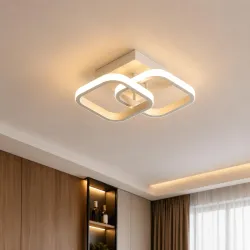 Desidiya 22W Modern LED Ceiling Light – Large 2 Square Flush Mount 3 Color Dimming (Warm/Natural/Cool White), Acrylic Chandelier Alternative for Bedroom, Hall, Living Room & False Ceiling