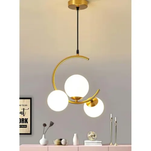 Image of Desidiya 3-Light Gold Globe Pendant Ceiling Lamp