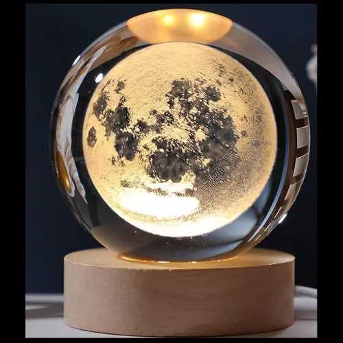 Image of Desidiya 3D New Moon Crystal Night Light,