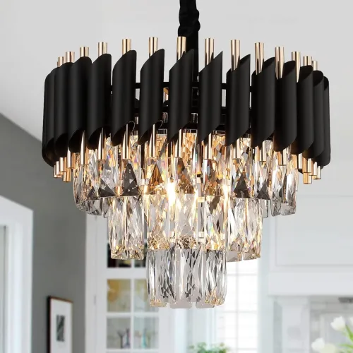 Image of Desidiya Black Mamba 3-Tier Crystal Pendant Light