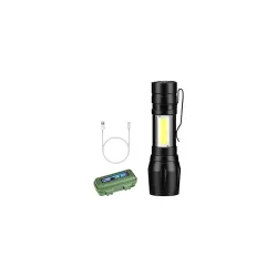 Desidiya LED Flashlight with COB Light Mini Waterproof Portable LED Flashlight USB Rechargeable 3 Modes Light Flashlight